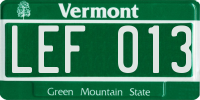 VT license plate LEF013