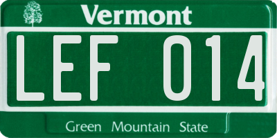 VT license plate LEF014