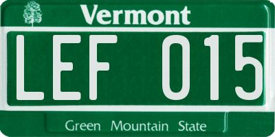 VT license plate LEF015