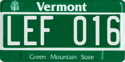 VT license plate LEF016