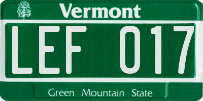 VT license plate LEF017