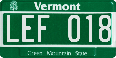 VT license plate LEF018