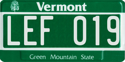 VT license plate LEF019