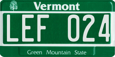 VT license plate LEF024