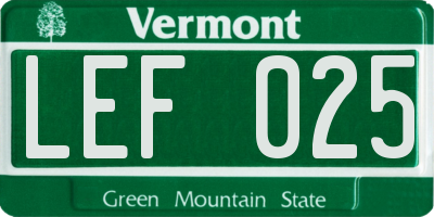 VT license plate LEF025