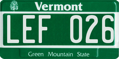 VT license plate LEF026