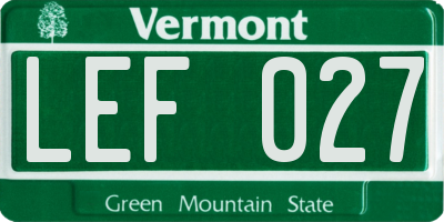 VT license plate LEF027