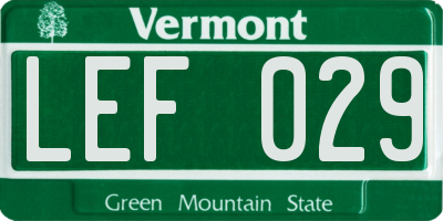 VT license plate LEF029