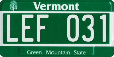 VT license plate LEF031