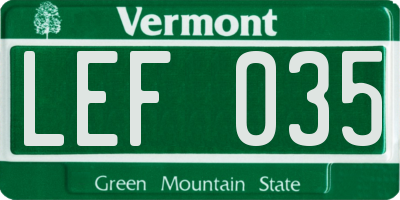 VT license plate LEF035