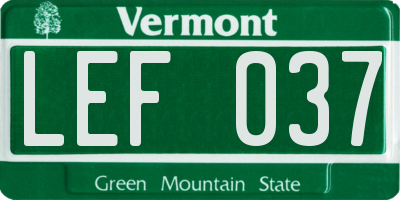 VT license plate LEF037