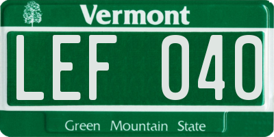 VT license plate LEF040