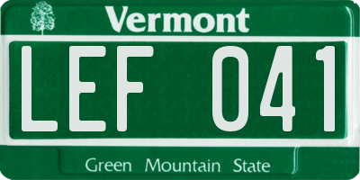 VT license plate LEF041