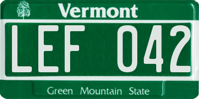 VT license plate LEF042