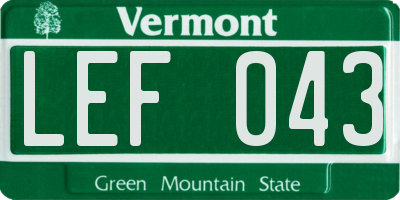 VT license plate LEF043