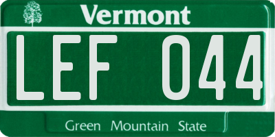 VT license plate LEF044