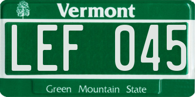 VT license plate LEF045