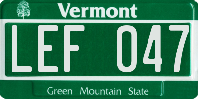 VT license plate LEF047