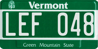 VT license plate LEF048