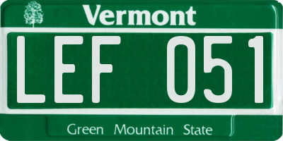 VT license plate LEF051