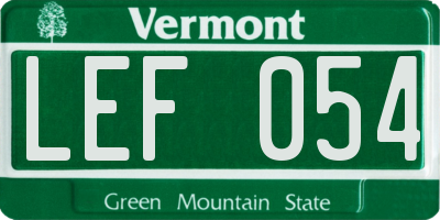 VT license plate LEF054