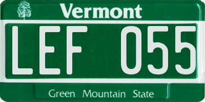 VT license plate LEF055