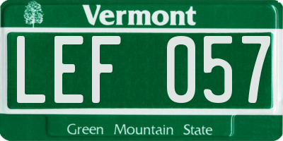VT license plate LEF057