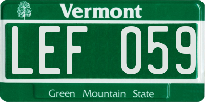 VT license plate LEF059