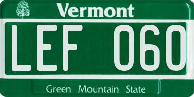 VT license plate LEF060