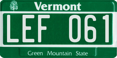 VT license plate LEF061