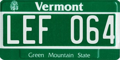 VT license plate LEF064