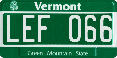 VT license plate LEF066