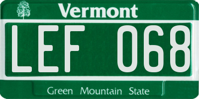 VT license plate LEF068