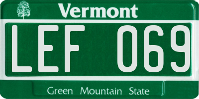 VT license plate LEF069