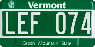 VT license plate LEF074