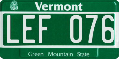 VT license plate LEF076