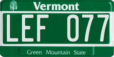 VT license plate LEF077