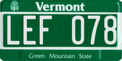 VT license plate LEF078