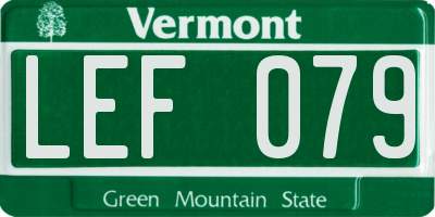 VT license plate LEF079