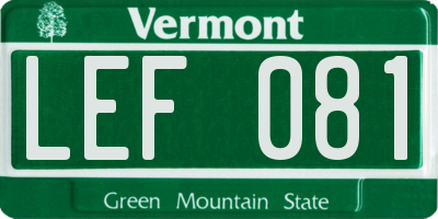VT license plate LEF081
