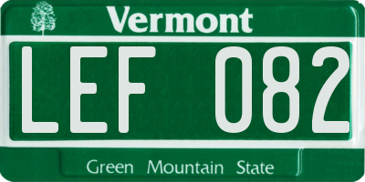 VT license plate LEF082