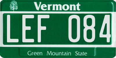 VT license plate LEF084