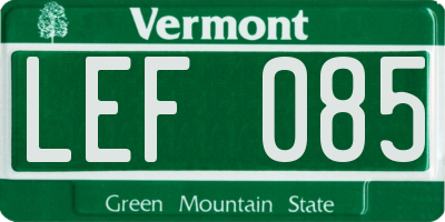 VT license plate LEF085