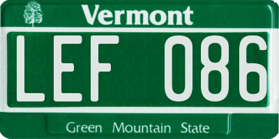 VT license plate LEF086