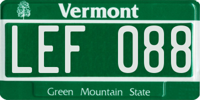 VT license plate LEF088