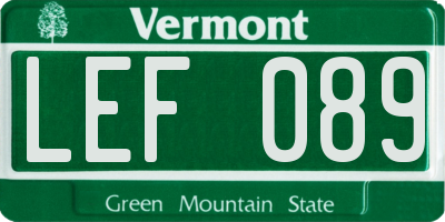 VT license plate LEF089
