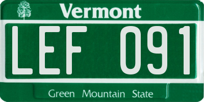 VT license plate LEF091