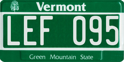VT license plate LEF095
