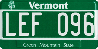 VT license plate LEF096