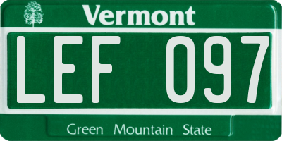 VT license plate LEF097
